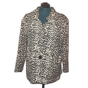 Multiples Womens Jacket Blazer Animal Print Beige & Black Stretch Casual XL
